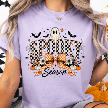 Spooky Season Ghost Check Bow DTF Transfer DTF Heat Press Transfer from Sweet Tee Transfers