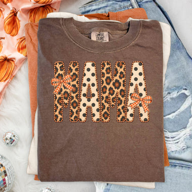 MAMA Fall Leopard Polka Dot Bow DTF Transfer DTF Heat Press Transfer from Sweet Tee Transfers