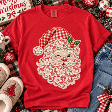 Retro Lace Christmas Santa DTF Transfer DTF Heat Press Transfer from Sweet Tee Transfers