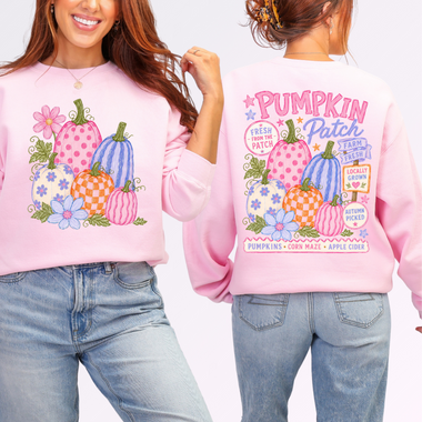 Pumpkin Patch Bright Colors Front and Back DTF Transfer DTF Heat Press Transfer from Sweet Tee Transfers
