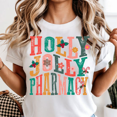Holly Jolly Pharmacy DTF Transfer DTF Heat Press Transfer from Sweet Tee Transfers