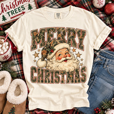 Vintage Camouflage Santa Christmas DTF Transfer DTF Heat Press Transfer from Sweet Tee Transfers