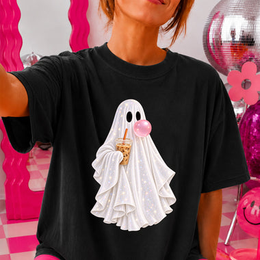 Sparkly Ghost Gum With Coffee DTF Transfer DTF Heat Press Transfer from Sweet Tee Transfers