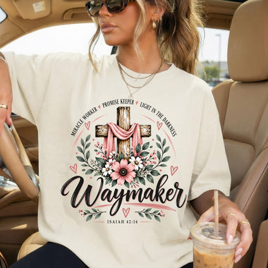 Waymaker Floral Cross Faith DTF Transfer DTF Heat Press Transfer from Sweet Tee Transfers