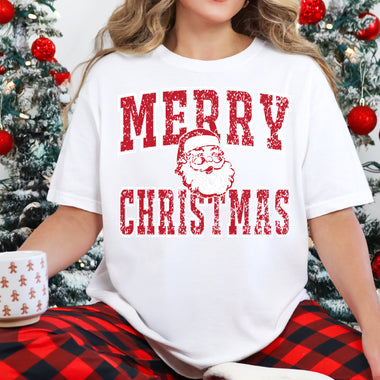 Merry Christmas Varsity Santa DTF Transfer DTF Heat Press Transfer from Sweet Tee Transfers