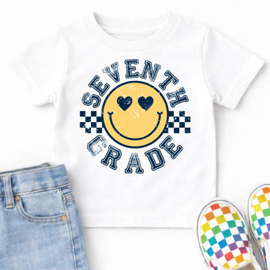Checkered Smiley Seventh Grade DTF Transfer DTF Heat Press Transfer from Sweet Tee Transfers