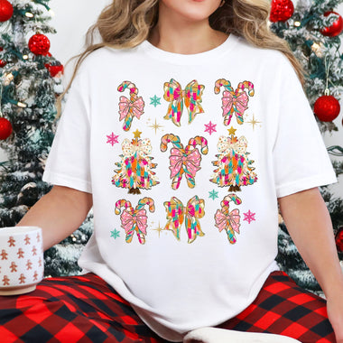 Watercolor Christmas Coquette Candy Cane DTF Transfer DTF Heat Press Transfer from Sweet Tee Transfers