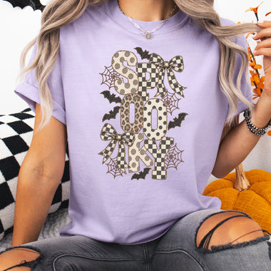 Spooky Patterned Bows and Bats Halloween DTF Transfer DTF Heat Press Transfer from Sweet Tee Transfers