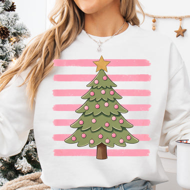 Preppy Pink Christmas Tree DTF Transfer DTF Heat Press Transfer from Sweet Tee Transfers