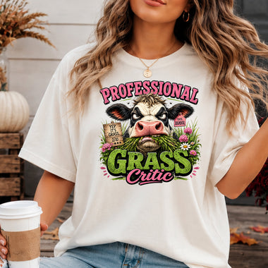 Professional Grass Critic Funny Cow DTF Transfer DTF Heat Press Transfer from Sweet Tee Transfers
