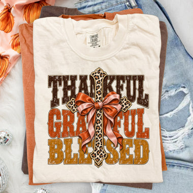 Grateful Thankful Blessed Cross DTF Transfer DTF Heat Press Transfer from Sweet Tee Transfers