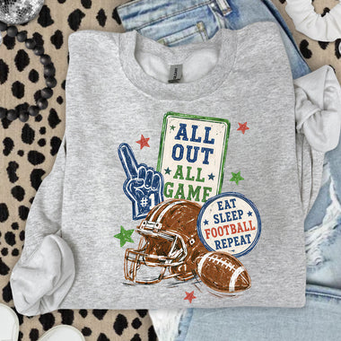 All Out All Game Football DTF Transfer DTF Heat Press Transfer from Sweet Tee Transfers