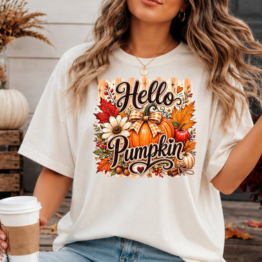 Hello Pumpkin DTF Transfer DTF Heat Press Transfer from Sweet Tee Transfers