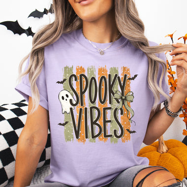 Spooky Vibes Striped Ghost DTF Transfer DTF Heat Press Transfer from Sweet Tee Transfers