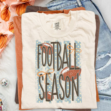 Football Season Striped Blue DTF Transfer DTF Heat Press Transfer from Sweet Tee Transfers