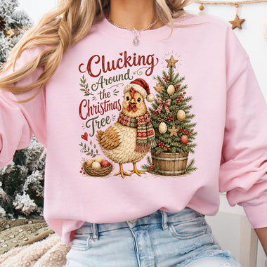 Clucking Around the Christmas Tree DTF Transfer DTF Heat Press Transfer from Sweet Tee Transfers