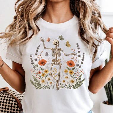 Dancing Skeleton in Flowers DTF Transfer DTF Heat Press Transfer from Sweet Tee Transfers