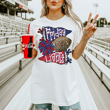 Friday Night Lights Navy and Red DTF Transfer DTF Heat Press Transfer from Sweet Tee Transfers