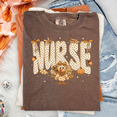 Nurse Polka Dot Fall Turkey DTF Transfer DTF Heat Press Transfer from Sweet Tee Transfers