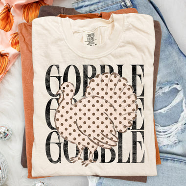 Gobble Stacked Turkey Polkadots DTF Transfer DTF Heat Press Transfer from Sweet Tee Transfers