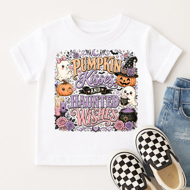 Pumpkin Kisses and Haunted Wishes DTF Transfer DTF Heat Press Transfer from Sweet Tee Transfers