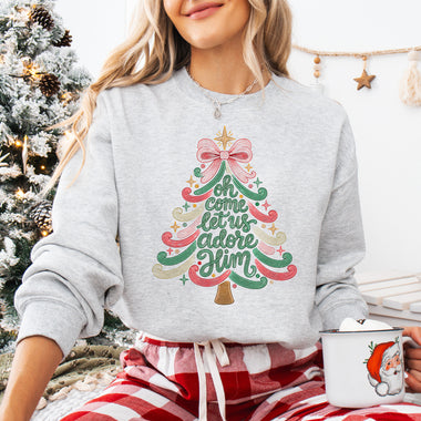 Oh Come Let Us Adore Him Tree DTF Transfer DTF Heat Press Transfer from Sweet Tee Transfers