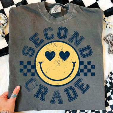 Checkered Smiley Second Grade DTF Transfer DTF Heat Press Transfer from Sweet Tee Transfers