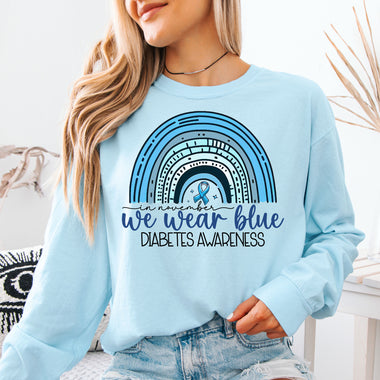 We Wear Blue Diabetes Awareness DTF Transfer DTF Heat Press Transfer from Sweet Tee Transfers