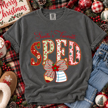 Santa's Favorite SPED Christmas DTF Transfer DTF Heat Press Transfer from Sweet Tee Transfers