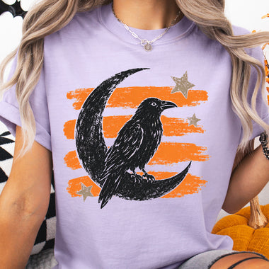 Retro Crow and Moon DTF Transfer DTF Heat Press Transfer from Sweet Tee Transfers