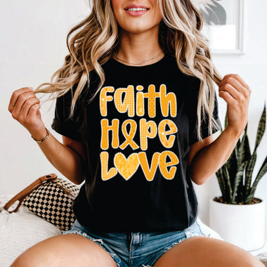 Faith Hope Love Childhood Cancer Awareness white Ruffle edge