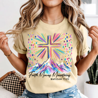 Faith Moves Mountains Cross DTF Transfer