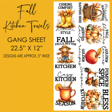 Fall Kitchen Towel Gang Sheet 22.5" x 12"