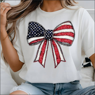Faux Rhinestone American Bow DTF Transfer