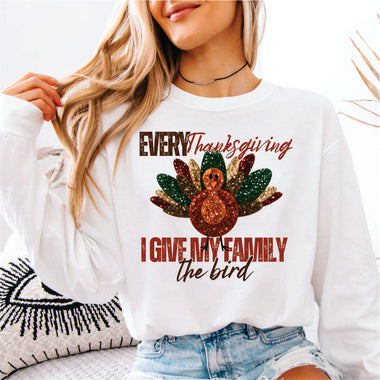 Faux Sequin Every Thanksgiving I Give my Family the Bird