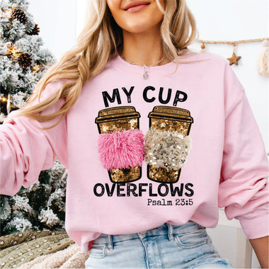 Faux Yarn & Sequin My Cup Over Flows