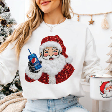 Faux Yarn & Sequin Santa w Pepsi