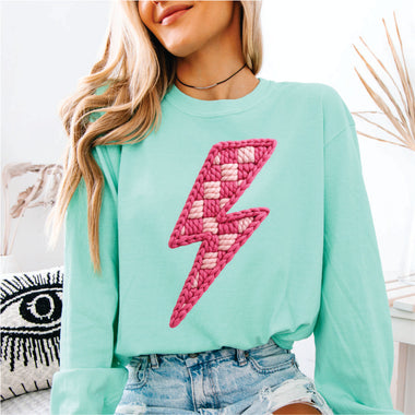 Faux Yarn Pink Check Bolt