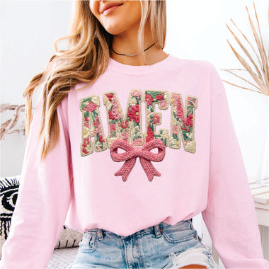 Faux Yarn Floral Amen