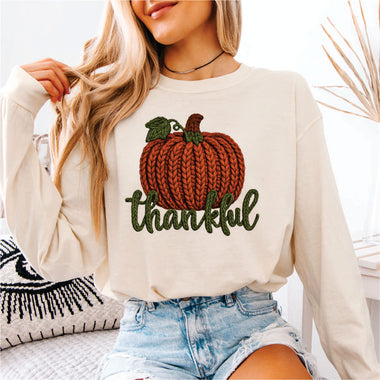 Faux Yarn Thankful Pumpkin