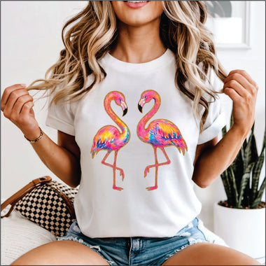 Brushstroke Flamingo Twins