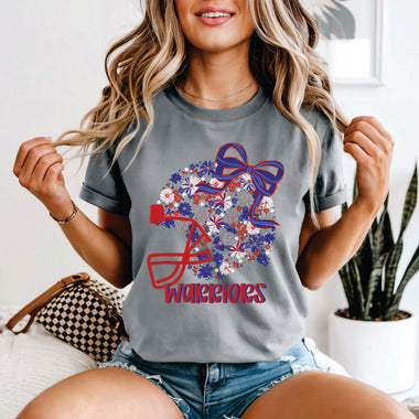 Custom Floral Helmet Red, Royal & Silver - your team or mascot name