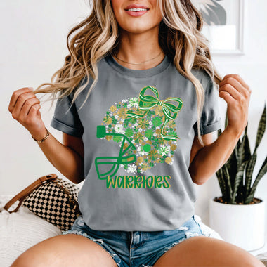 Custom Floral Helmet Green, Gold & White - your team or mascot name