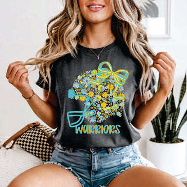 Custom Floral Helmet Light Blue & Yellow - your team or mascot name