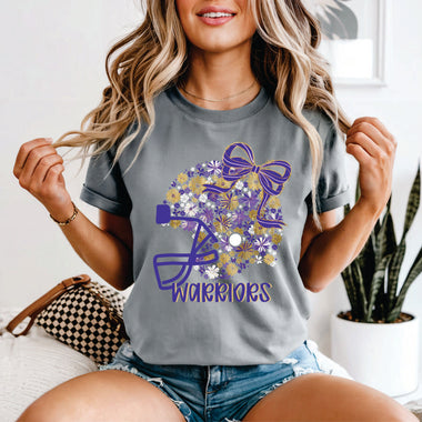 Custom Floral Helmet Purple, Gold & White - your team or mascot name