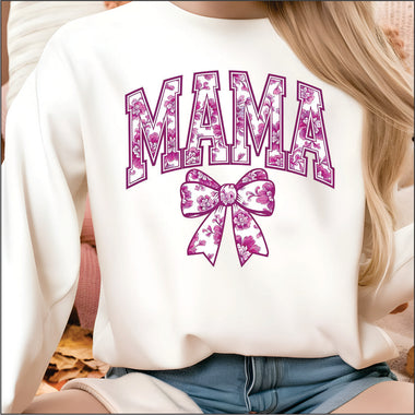 Mama Floral Pink Bow DTF Transfer