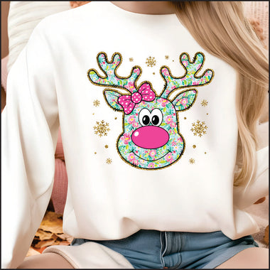 Floral Reindeer colorful DTF Transfer