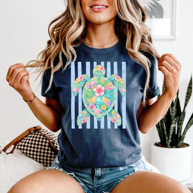 Preppy Floral Turtle