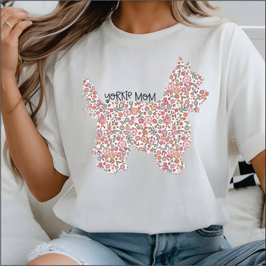 Floral Yorkie Mom DTF Transfer