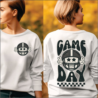 Game Day Football Team Colors Grey front and back Transfer